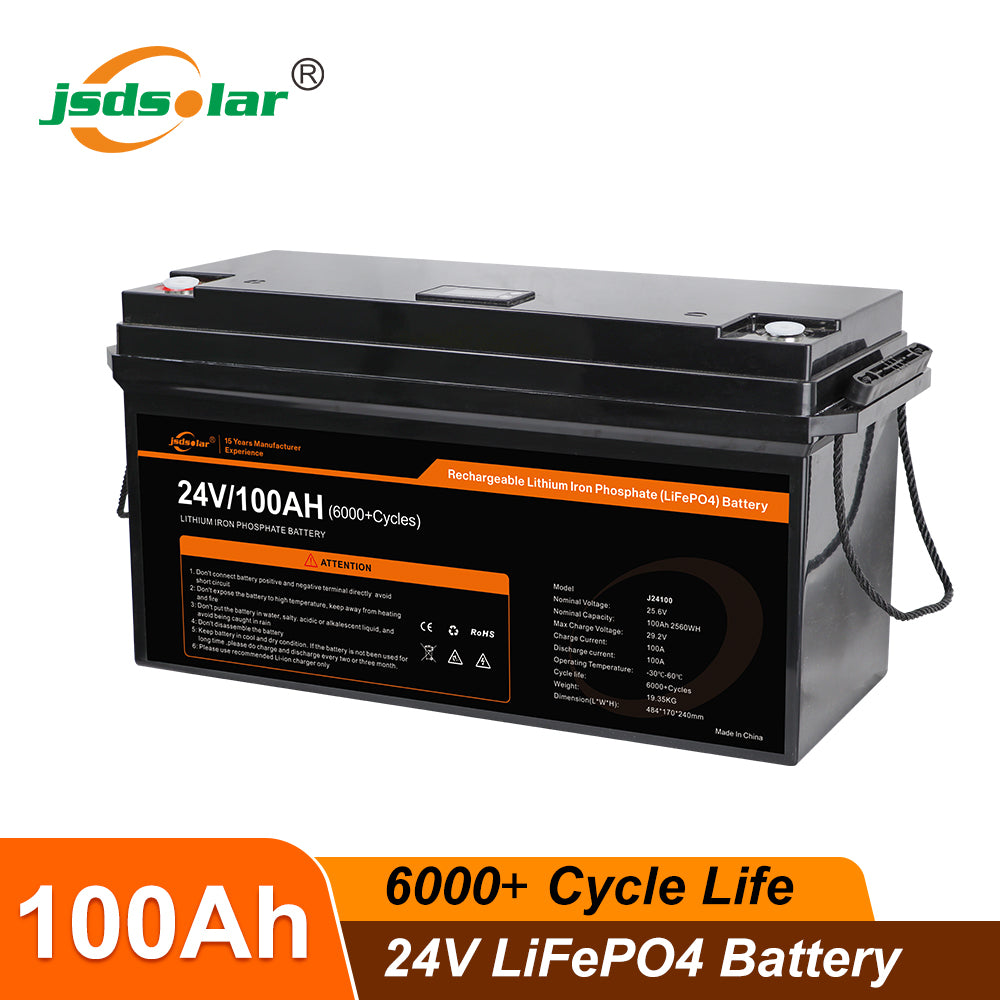 Jsdsolar LiFePO4 Battery 24V 100Ah for Solar System